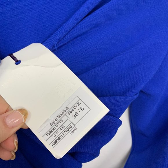 Talbot Runhof Bouvier 2 Crepe Waist Tie Ruched Draped Dress Gown Blue 6 - Picture 15 of 15